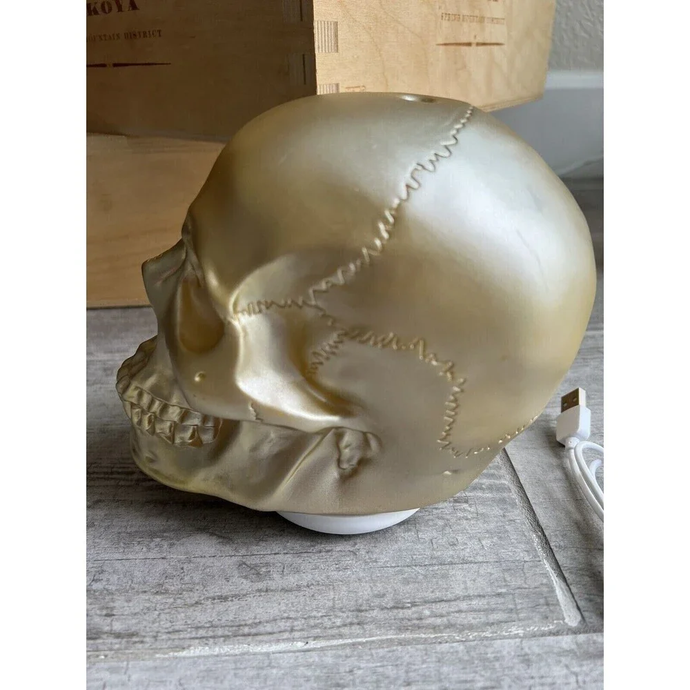 MAHLI Metallic Gold Colored Skull Diffuser Scent Aromatherapy Decor Bedroom Home